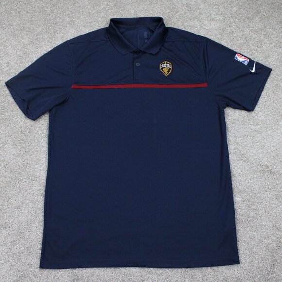 Nike Cleveland Cavaliers Polo Shirt Mens Medium Blue Dri-Fit NBA S/S Pullover - Picture 1 of 14
